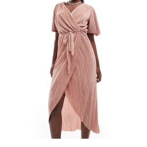 Elegant Pink Wrap Dress